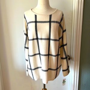 CASHMERE Charter Club Luxury~ NWT~ Large~ Black and Ivory Sweater~ Brand New